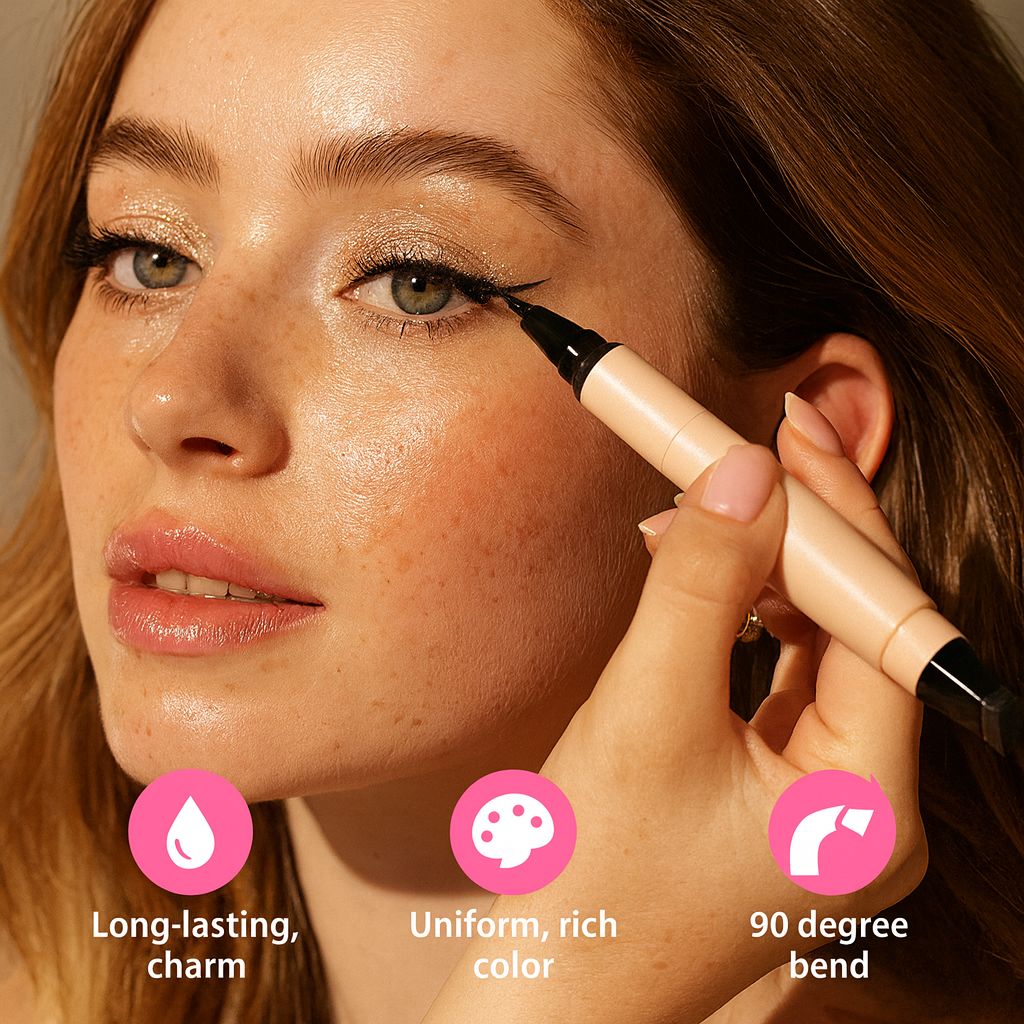 Waterproof Not Smudge Precise Outline Natural Long Lasting Integrated Double-headed Eyeliner Stamp Pen