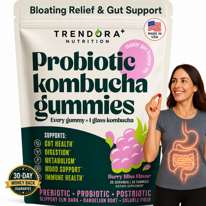 Trendora Nutrtion Kombucha Gummies Gut Support and Bloating Relief Immune Support