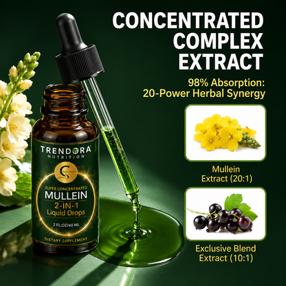 Trendora Nutrition  Mullein 2-in-1  Liquid Drops Herbal Wellness Herbal Support